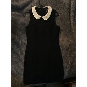 Black dress with white pearl collar- Forever 21